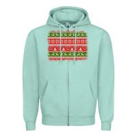 Seafoam knitted christmas reindeer pine tree background Zipper Hoodie - Jasminsmagicworld