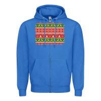 True Royal knitted christmas reindeer pine tree background Zipper Hoodie - Jasminsmagicworld