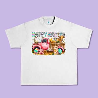 Happy Easter Animal Farm Truck Urban Heavy Tee Designed By Cowhidedigitalart