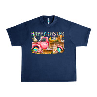Navy Happy Easter Animal Farm Truck Urban Heavy Tee - CowhideDigitalArt