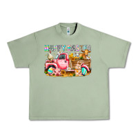 Oil Green Happy Easter Animal Farm Truck Urban Heavy Tee - CowhideDigitalArt