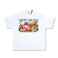 White Happy Easter Animal Farm Truck Urban Heavy Tee - CowhideDigitalArt