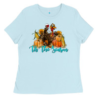 Baby Blue Western Fall Turkey Tis The Season Ladies Tee - LillyAllenDesigns
