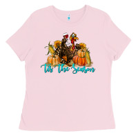 Bubblegum Pink Western Fall Turkey Tis The Season Ladies Tee - LillyAllenDesigns