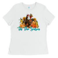 White Western Fall Turkey Tis The Season Ladies Tee - LillyAllenDesigns