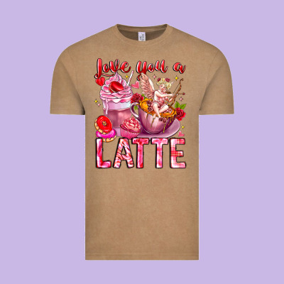Love You Latte Valentine Cupid Vintage Tee Designed By Cowhidedigitalart