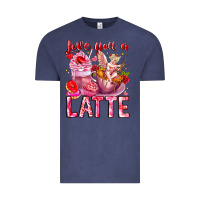 Vintage Denim Love You Latte Valentine Cupid Vintage Tee - CowhideDigitalArt