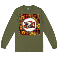 Army Green joy christmas cow Long Sleeve Tee - LillyAllenDesigns