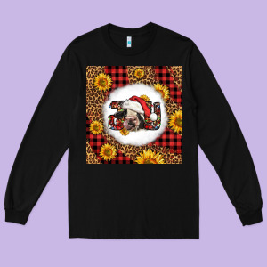 Joy Christmas Cow Long Sleeve Tee Designed By Lillyallendesigns