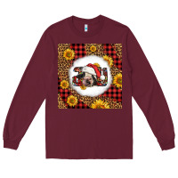 Burgundy joy christmas cow Long Sleeve Tee - LillyAllenDesigns