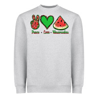 Heather Grey Peace Love Watermelon Heavyweight Sweatshirt - Jasminsmagicworld