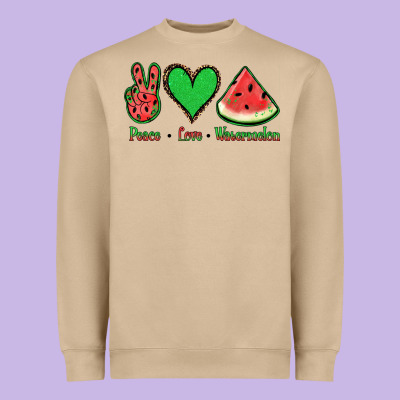 Peace Love Watermelon Heavyweight Sweatshirt Designed By Jasminsmagicworld