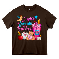 Chocolate Brown Cupid's Favorite Teacher Valentine's Day Frappe Heavy Core Tee - FaDigitalArtStudio