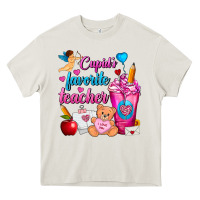 Cream Cupid's Favorite Teacher Valentine's Day Frappe Heavy Core Tee - FaDigitalArtStudio