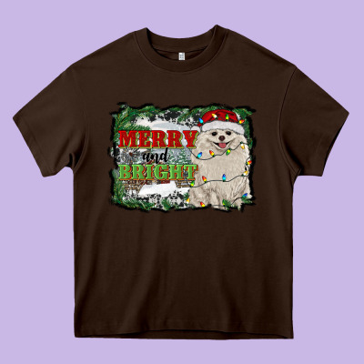Merry And Bright Pomeranian Heavy Core Tee Designed By Ranaportraitstore