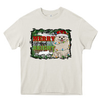 Cream merry and bright pomeranian Heavy Core Tee - RanaPortraitStore