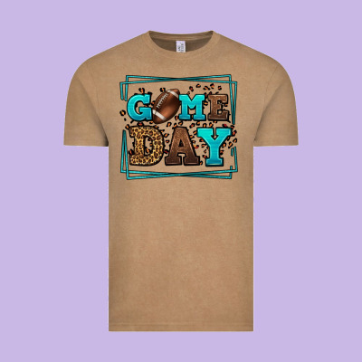 Game Day American Football Leopard Frame Vintage Tee Designed By Lillyallendesigns