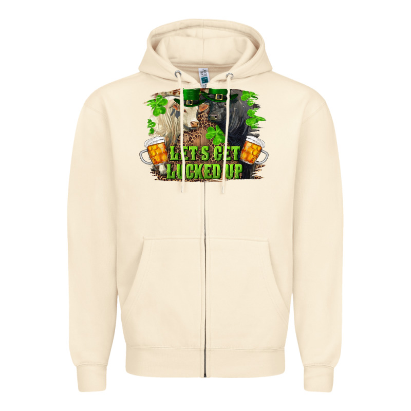 Let's Get Lucked Up Charolais And Black Angus Bull Zipper Hoodie by RanaPortraitStore | Teevron