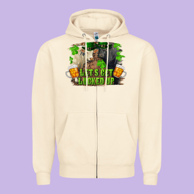 Let's Get Lucked Up Charolais And Black Angus Bull Zipper Hoodie Designed By Ranaportraitstore