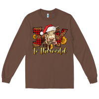 Chestnut joy to the world christmas cow Long Sleeve Tee - LillyAllenDesigns
