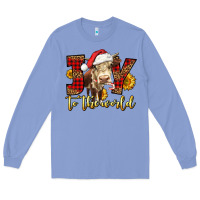 Colony Blue joy to the world christmas cow Long Sleeve Tee - LillyAllenDesigns