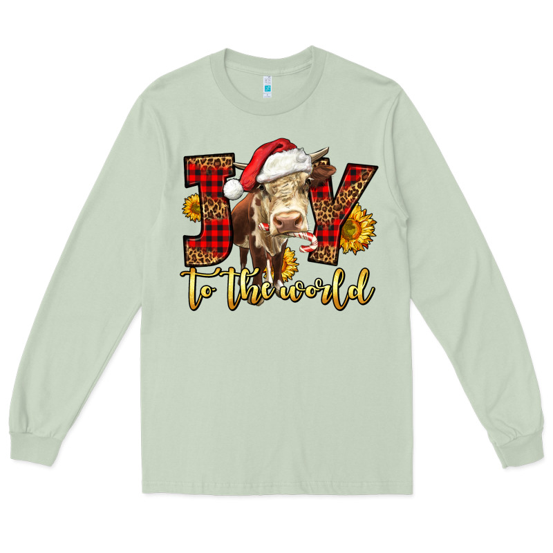 Joy To The World Christmas Cow Long Sleeve Tee by LillyAllenDesigns | Teevron