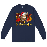 Navy joy to the world christmas cow Long Sleeve Tee - LillyAllenDesigns