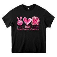 Black Peace love cure Breast Cancer Awareness Heavy Core Tee - FaDigitalArtStudio