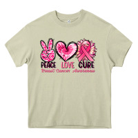Mossy Peace love cure Breast Cancer Awareness Heavy Core Tee - FaDigitalArtStudio