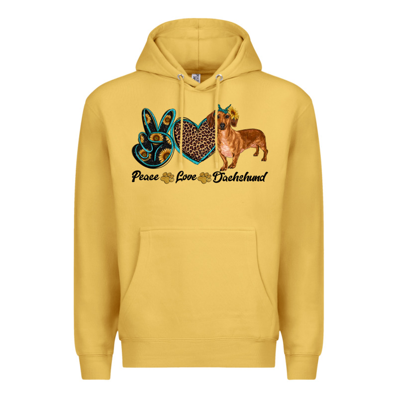 Peace Love Dachshund Premium Hoodie by RanaPortraitStore | Teevron