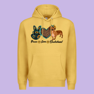 Peace Love Dachshund Premium Hoodie Designed By Ranaportraitstore