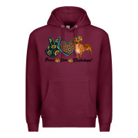 Burgundy peace love dachshund Premium Hoodie - RanaPortraitStore