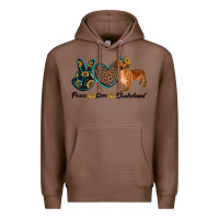 Chestnut peace love dachshund Premium Hoodie - RanaPortraitStore