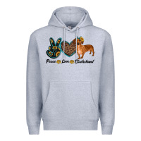 Heather Grey peace love dachshund Premium Hoodie - RanaPortraitStore