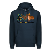 Navy peace love dachshund Premium Hoodie - RanaPortraitStore