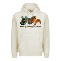 Oatmeal Heather peace love dachshund Premium Hoodie - RanaPortraitStore
