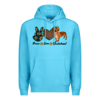 Ocean Blue peace love dachshund Premium Hoodie - RanaPortraitStore