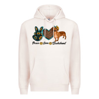 Pale Pink peace love dachshund Premium Hoodie - RanaPortraitStore
