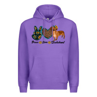 Purple peace love dachshund Premium Hoodie - RanaPortraitStore