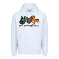 White peace love dachshund Premium Hoodie - RanaPortraitStore