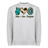 Heather Grey Peace Love Turquoise Heavyweight Sweatshirt - Jasminsmagicworld