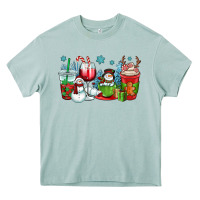 Christmas Snowman Coffee Cups Heavy Core Tee | Teevron