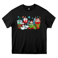 Black christmas snowman coffee cups Heavy Core Tee - OliviaCreatesArt