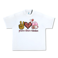 White Peace Love Valentines Gnomes Urban Heavy Tee - Jasminsmagicworld