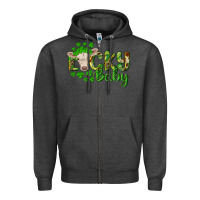 Charcoal Heather Lucky baby charolais calf Zipper Hoodie - RanaPortraitStore