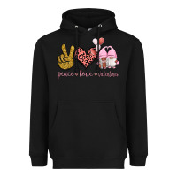 Black Peace Love Valentines Gnomes Heavyweight Hoodie - Jasminsmagicworld