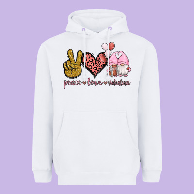 Peace Love Valentines Gnomes Heavyweight Hoodie Designed By Jasminsmagicworld