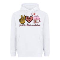 White Peace Love Valentines Gnomes Heavyweight Hoodie - Jasminsmagicworld