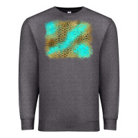 Charcoal Heather Turquoise Leopard Background Premium Sweatshirt - Jasminsmagicworld