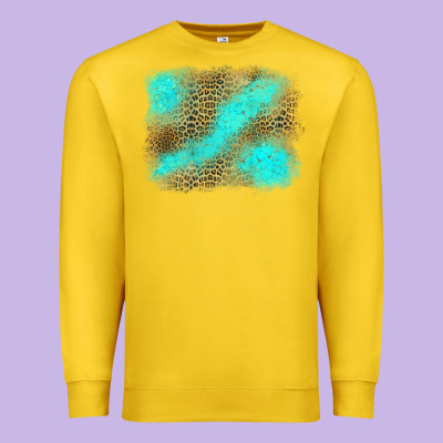 Turquoise Leopard Background Premium Sweatshirt Designed By Jasminsmagicworld
